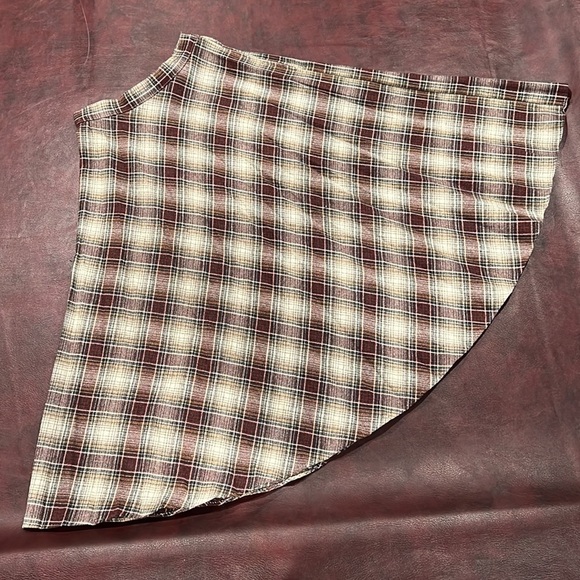 Vintage Casual Corner Brown Plaid Pleated Wool Blend Midi Skirt - Size 7/Small - Picture 2 of 11